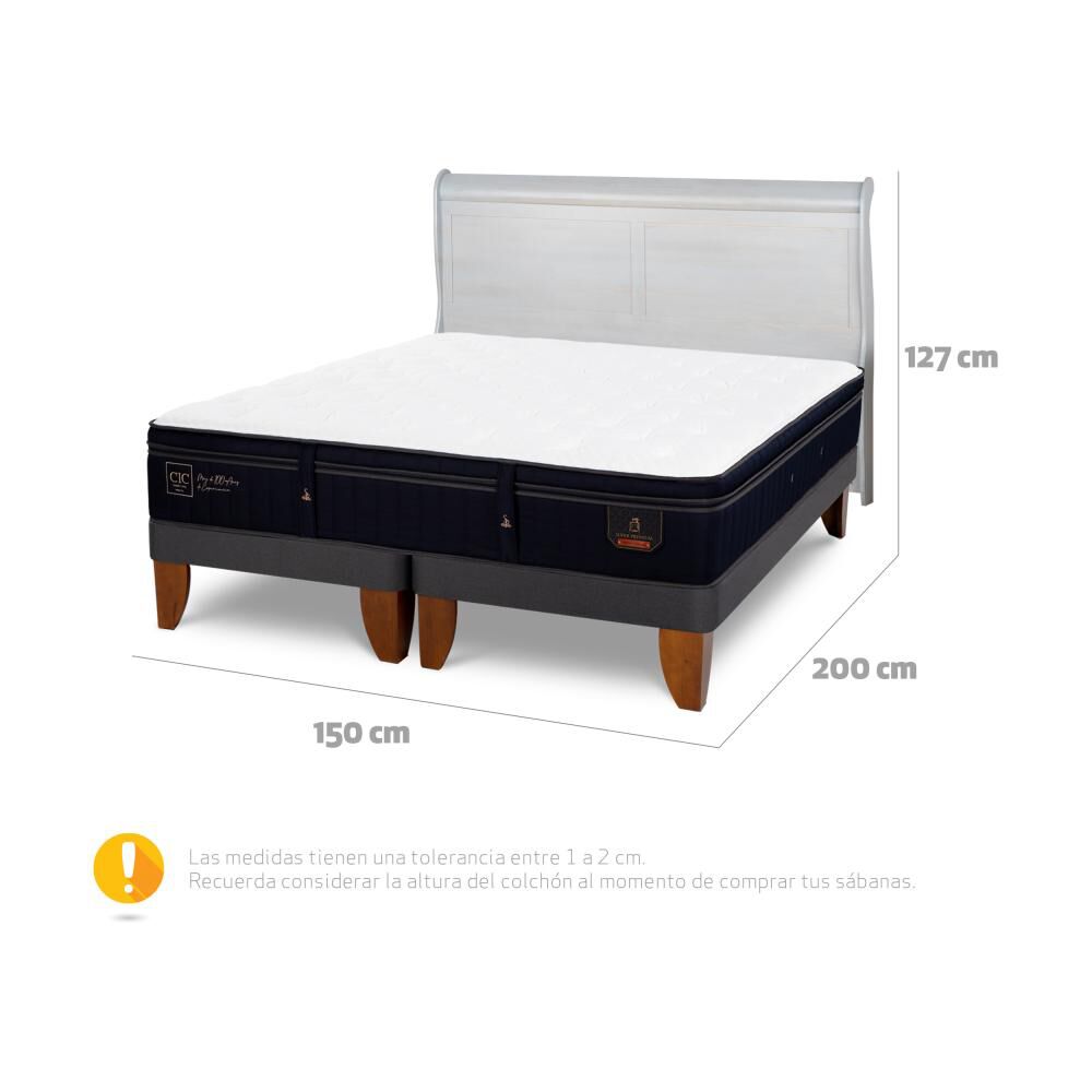 Cama Europea Cic Linea Premium / 2 Plazas / Base Dividida + Respaldo image number 6.0