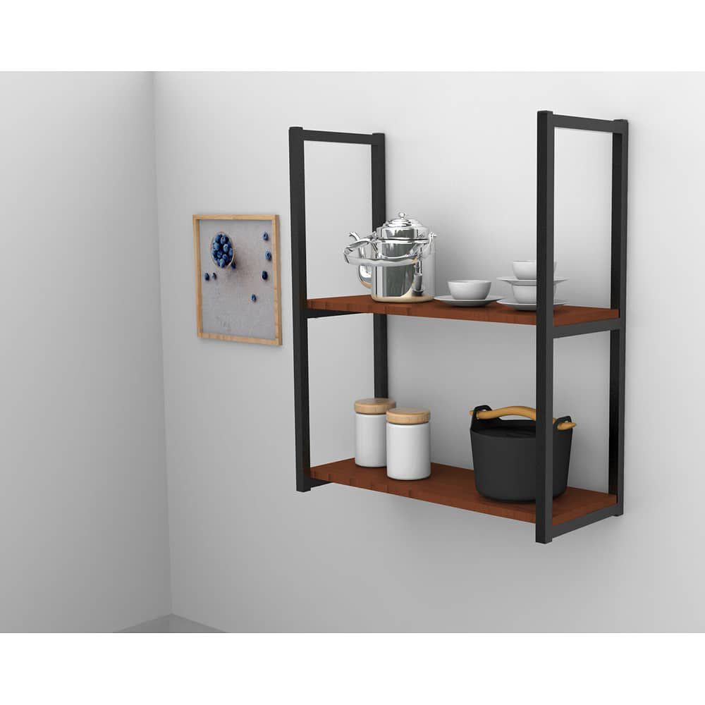 Repisa Dise&ntilde;o Industrial 2 Tablas 60x20cm Cafe Brasforma image number 0.0