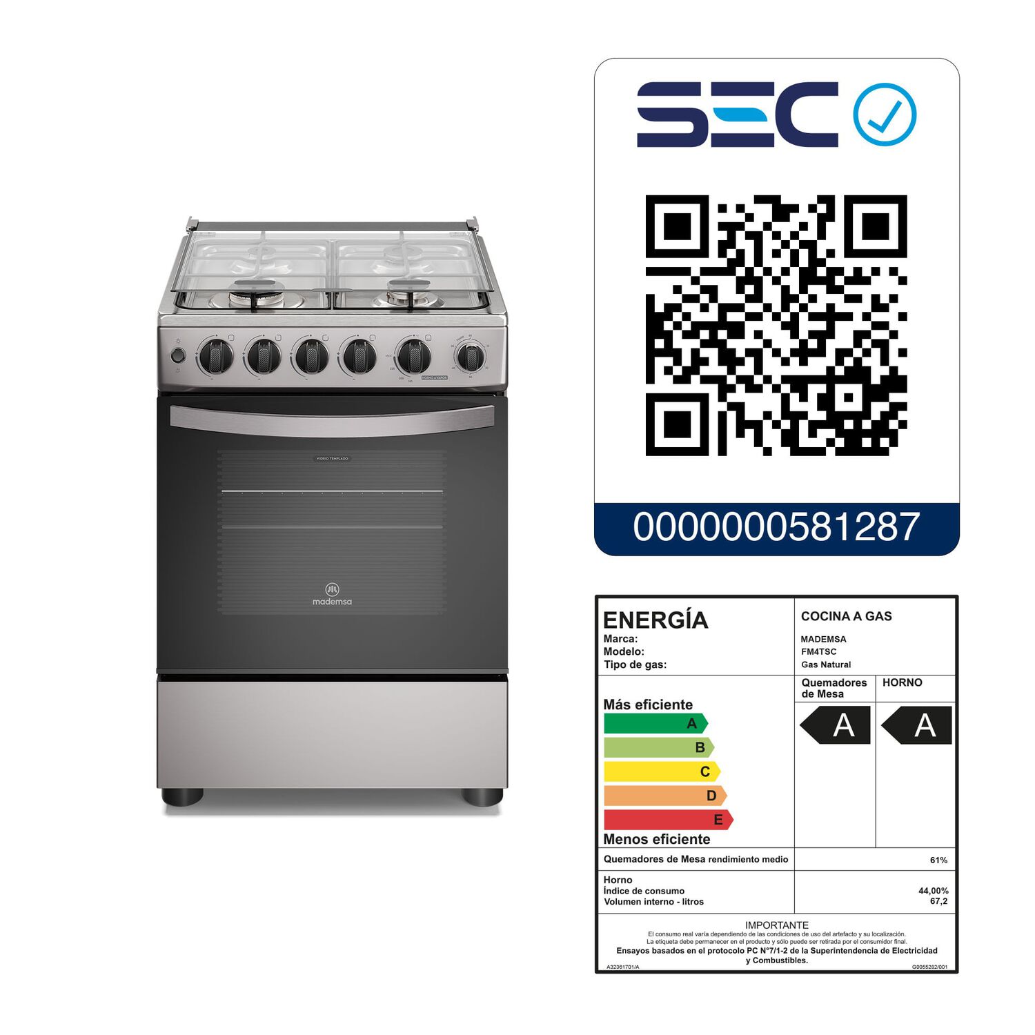 Cocina A Gas 4 Platos Horno Vapor Y Temporizador Fm4tsc Silver image number 8.0