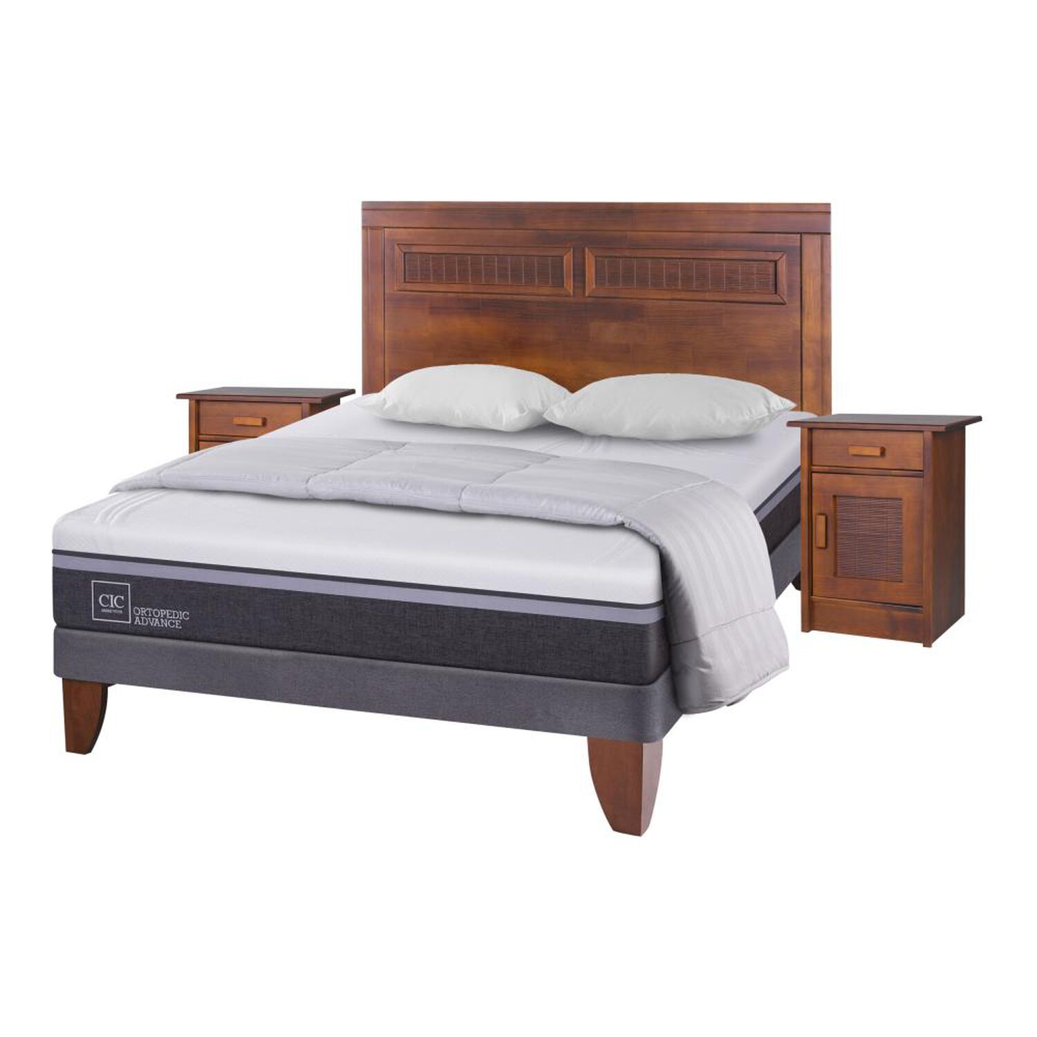 Cama Europea Cic Ortopedic Advance / 2 Plazas / Base Normal + Set De Maderas + Textil image number 1.0