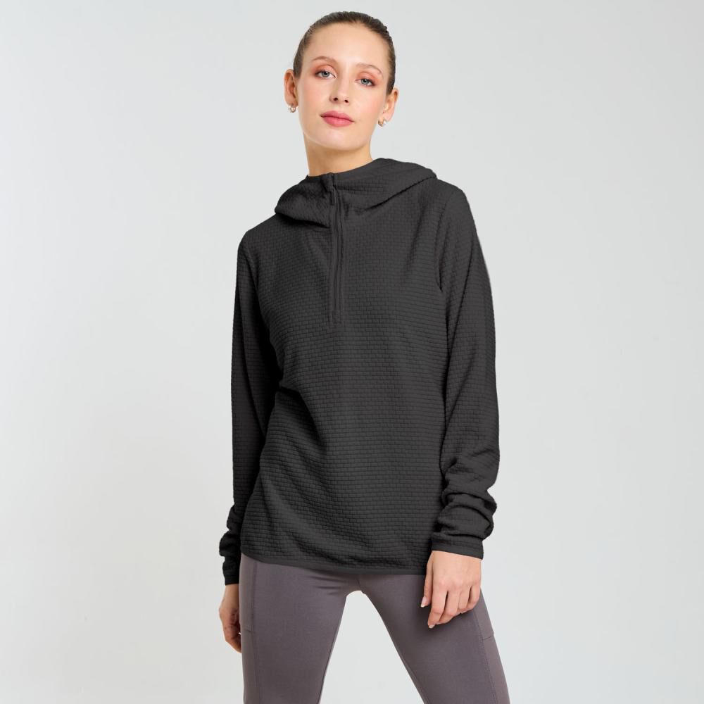 Polerón Deportivo Waffle Cuello Alto Con Capucha Mujer Wetland image number 0.0