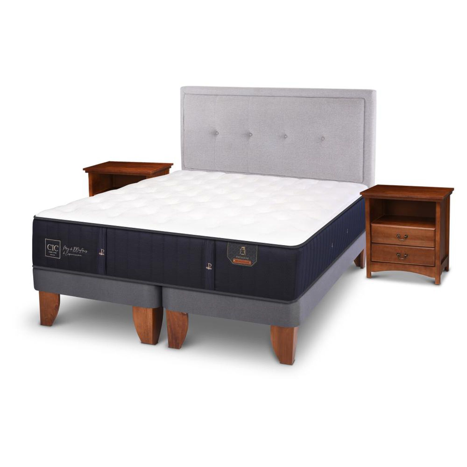 Cama Europea Cic Premium / 2 Plazas / Base Dividida + Set De Maderas image number 3.0