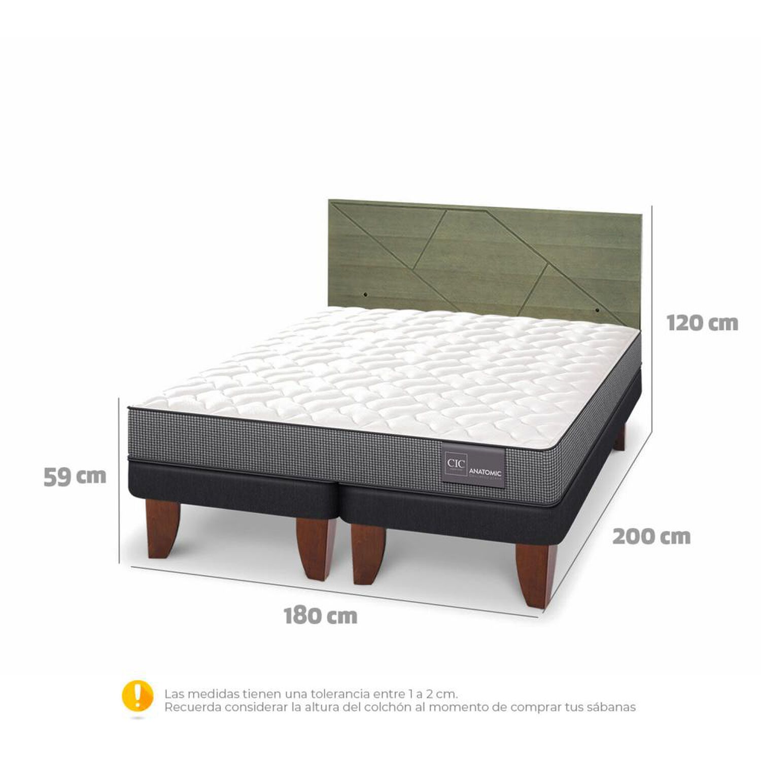 Cama Europea Cic Anatomic / King / Base Dividida + Respaldo image number 4.0