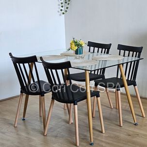 Comedor Vidrio Templado 120x80cms + 4 Sillas Windsor