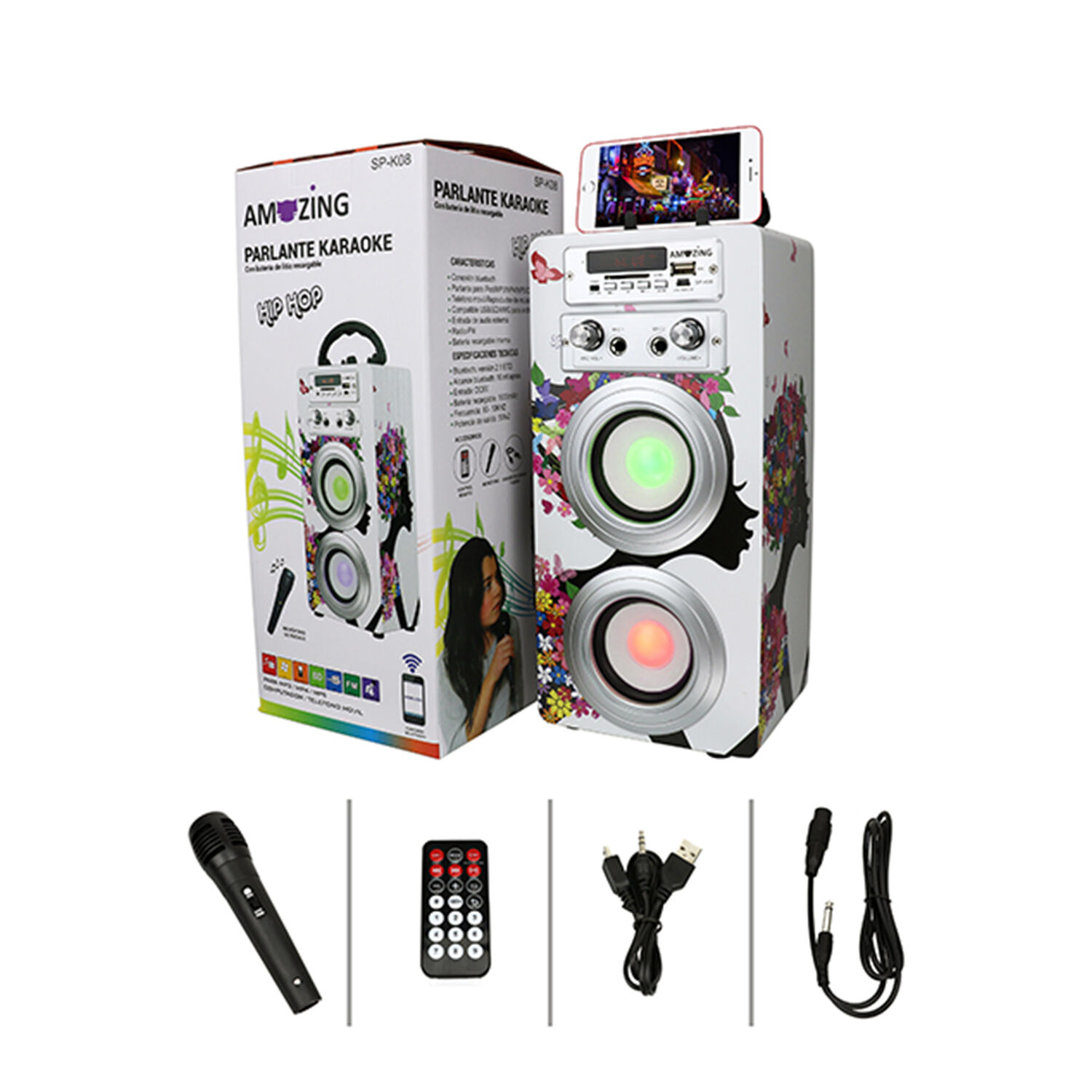 Parlante Karaoke Hip-hop / Mic Sp-k08 Floral image number 0.0
