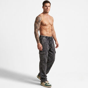Pantal&oacute;n Buzo Ancho Cargo Hombre Acid Wash