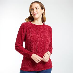 Sweater Chenille Liso Regular Cuello Redondo Mujer Geeps