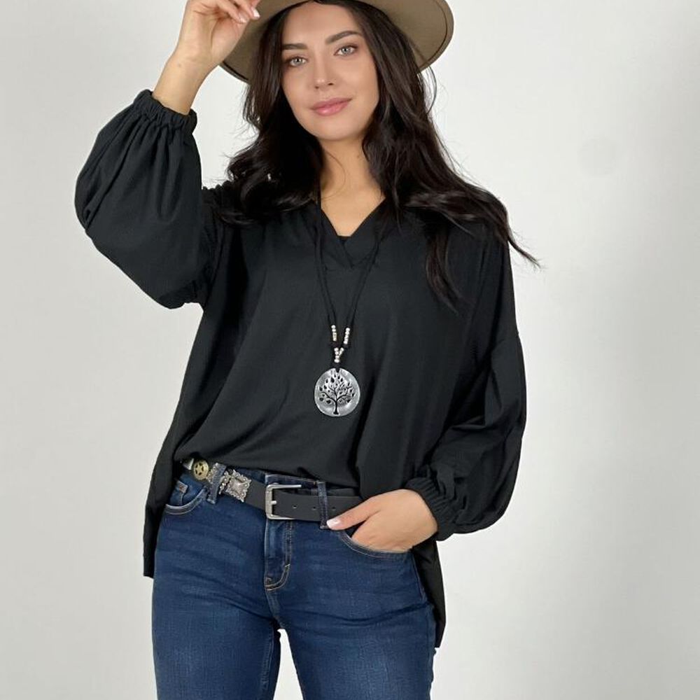 Blusa Cuello V Mangas Globo image number 1.0