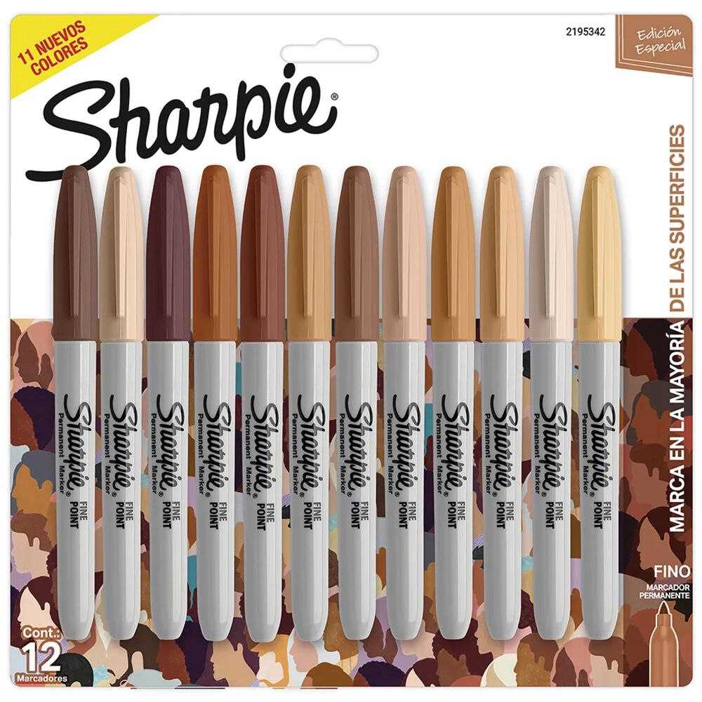 Set De 12 Marcadores Sharpie Retratos Colores Piel Fino image number 0.0
