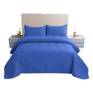Cubrecama De Verano 1.5 Plazas Quilt + 1 Funda De Almohada Cobertor Delgado Azul Rey
