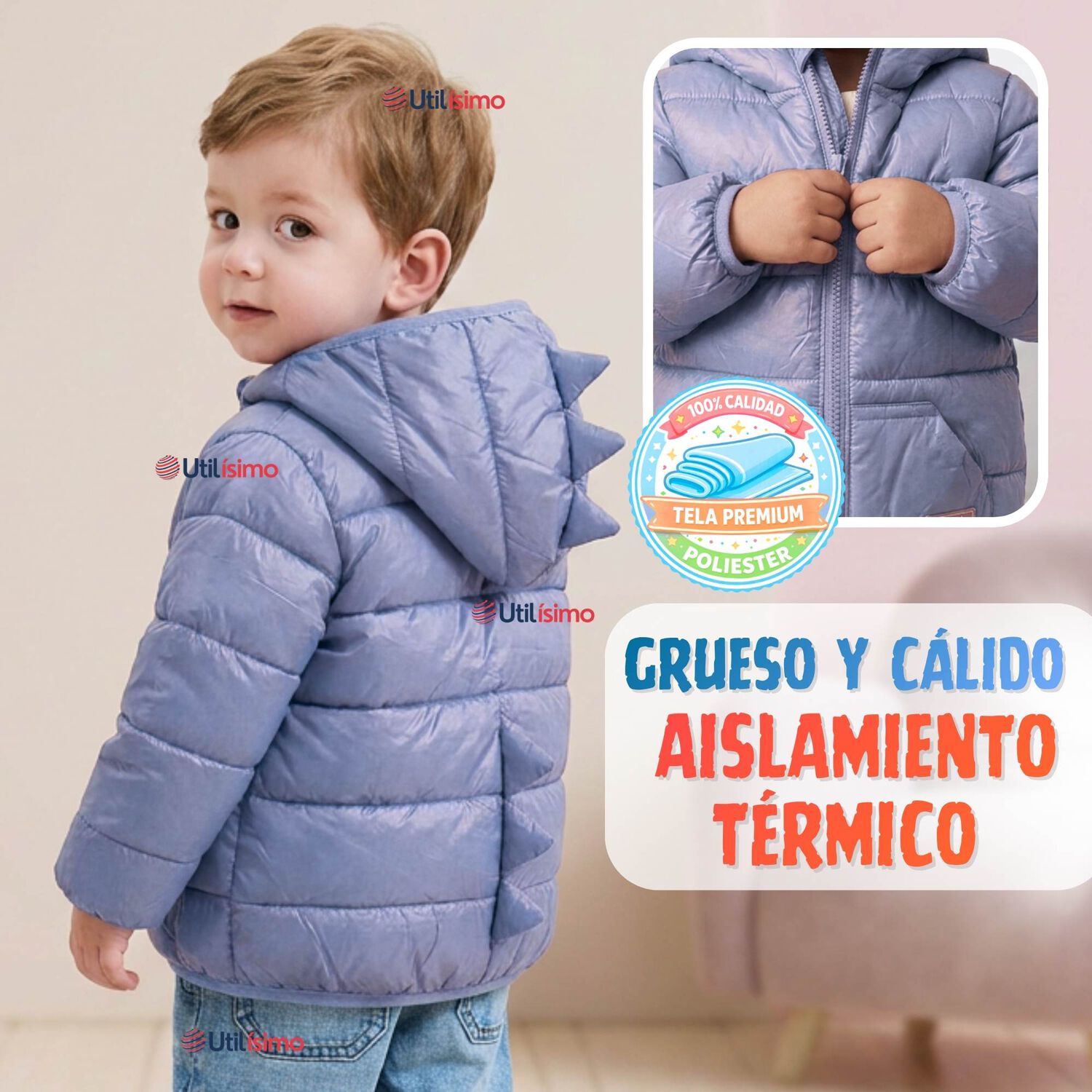 Parka Dinosaurio Con Capucha Manga Larga Ni&ntilde;o Jump Kids image number 4.0