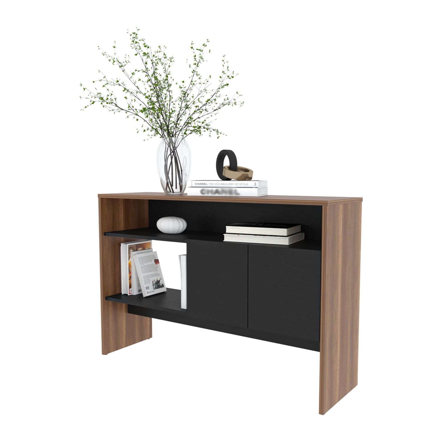 Arrimo 2 Puertas 80x120x35 Cm Fm-002c - Cafe Claro / Negro image number 2.0