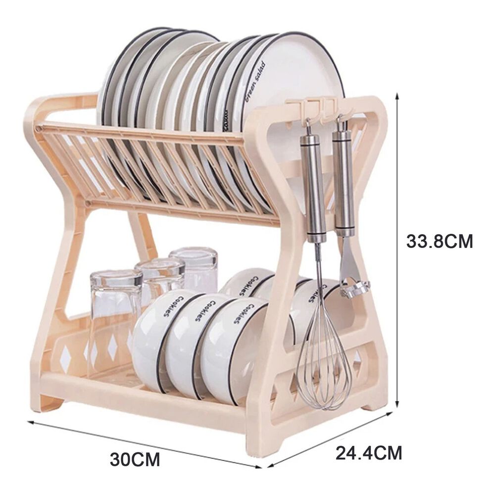 Escurridor De Platos 2 Niveles Plástico Beige Organizador image number 2.0