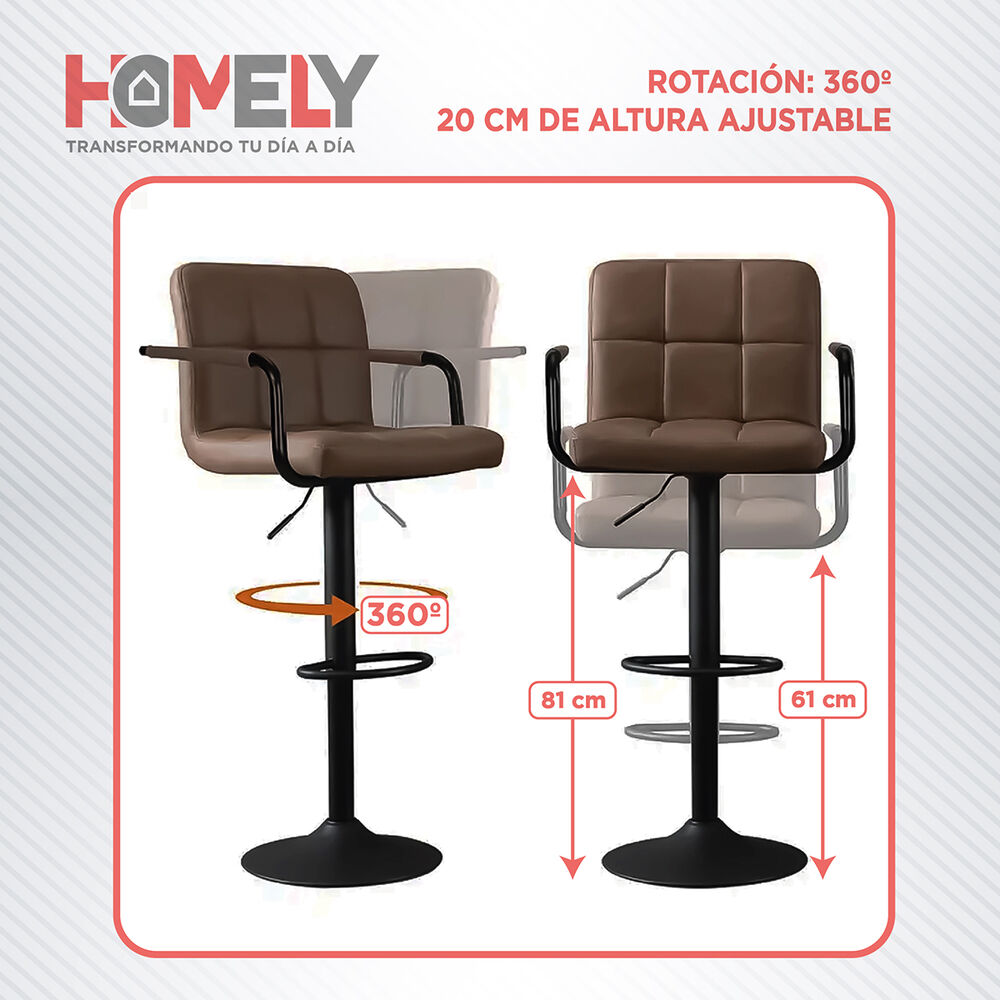 Silla De Bar Piso Taburete Homely Noir Comfort 61-81cm Blanco image number 2.0