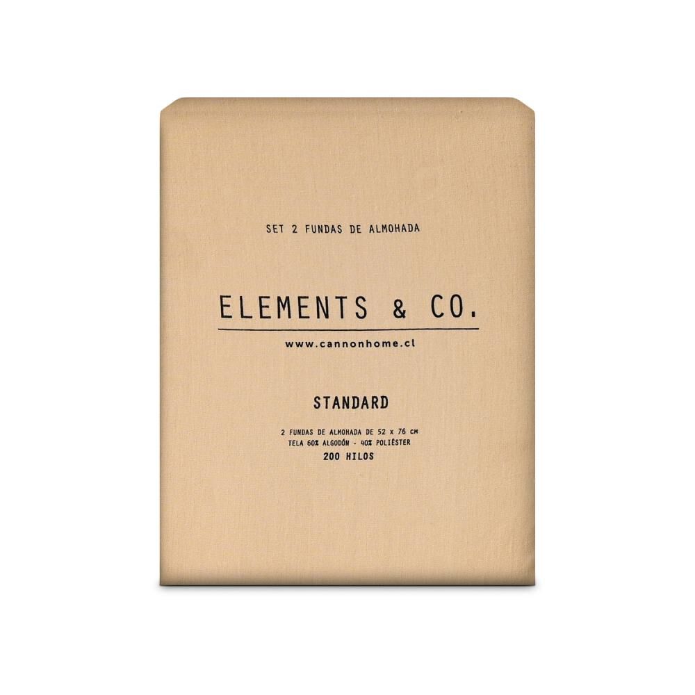 Set Fundas De Almohada  Elements By Cannon Liso Caramel / 200 Hilos/ 52x76 Cm