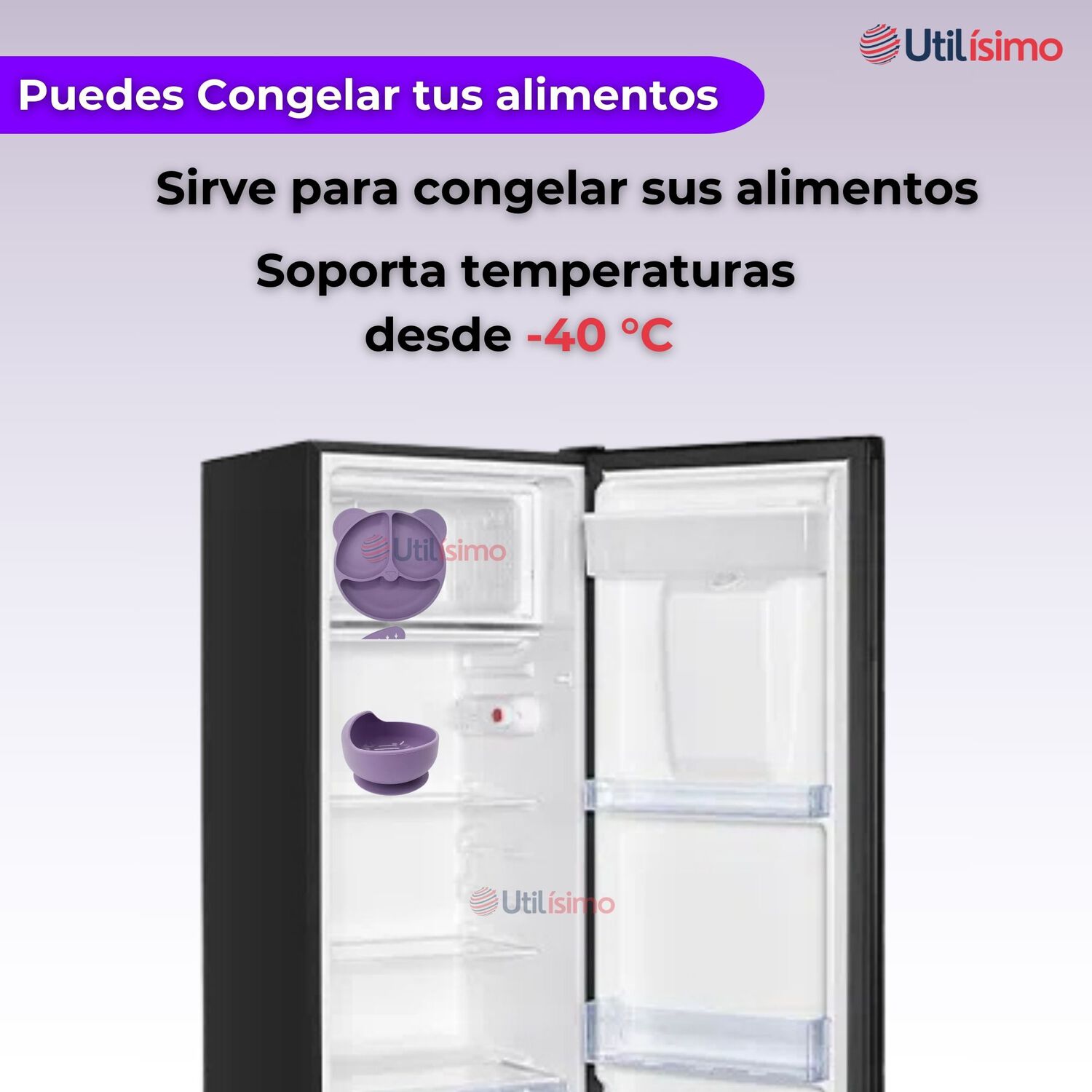 Set De Alimentaci&oacute;n Beb&eacute; Silicona De Oso 6 Piezas Libre Bpa Color Lila image number 4.0