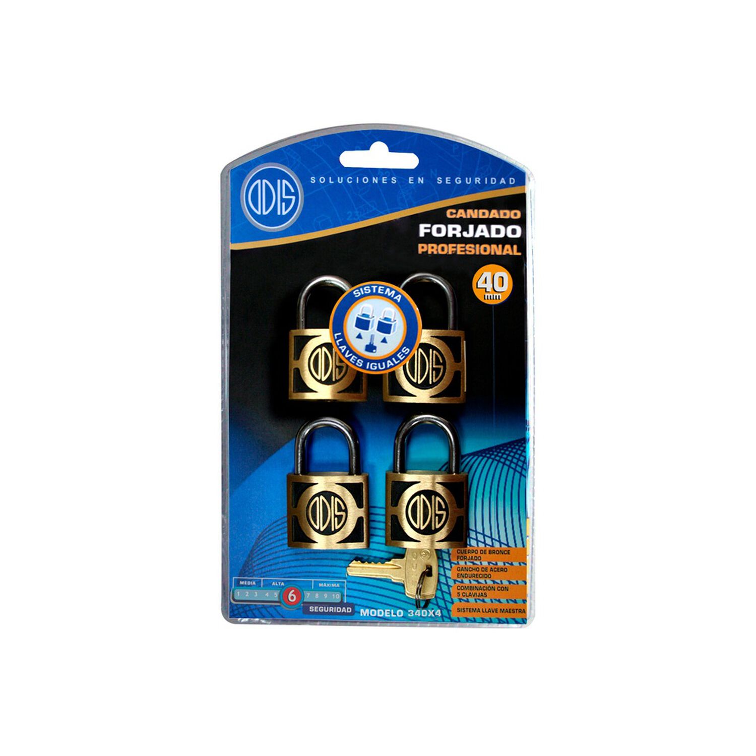 Pack 4 Candados Odis 340 40mm - Llaves Iguales image number 8.0