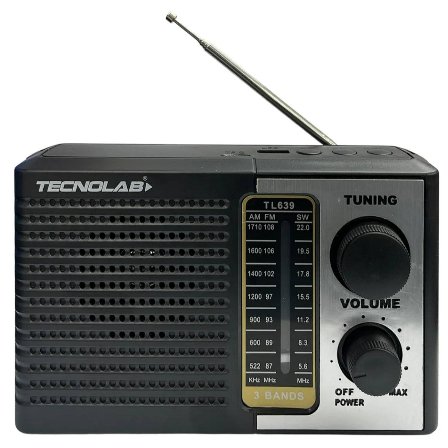 Radio Portatil Panel Solar Led Usb Am Fm Sw Negro image number 0.0