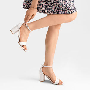 Sandalia Casual Taco Alto Blanca Mujer Weide Gh80