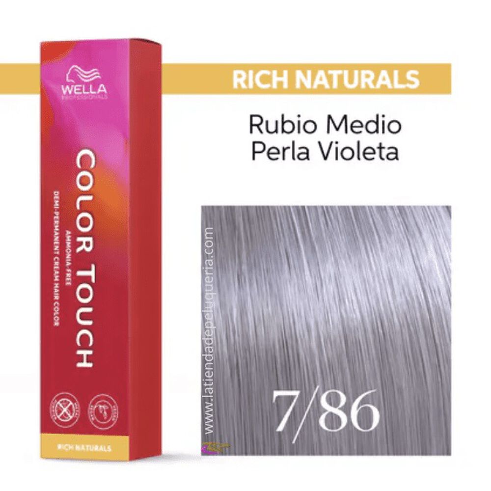 Tinte Para Cabello Wella Color Touch 7/86 Rubio Mediano Perla Violeta 60ml image number 3.0