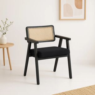 Sitial Acolchado Chandigarh Butaca Rattan - Negro