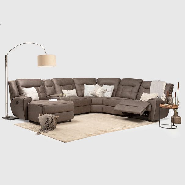 Sof&aacute; Seccional Reclinable Moderno Caf&eacute; Grand