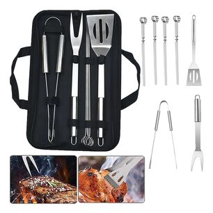 Set Parrillero Barbacoa Asado Kit Accesorios Para Parrillas
