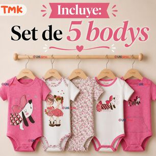 Pack 5 Bodys Manga Corta 100% Algod&oacute;n Tedmimak Ni&ntilde;a Sweet Girl