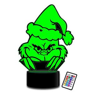 L&aacute;mpara Led 3d El Rostro Del Grinch Navidad