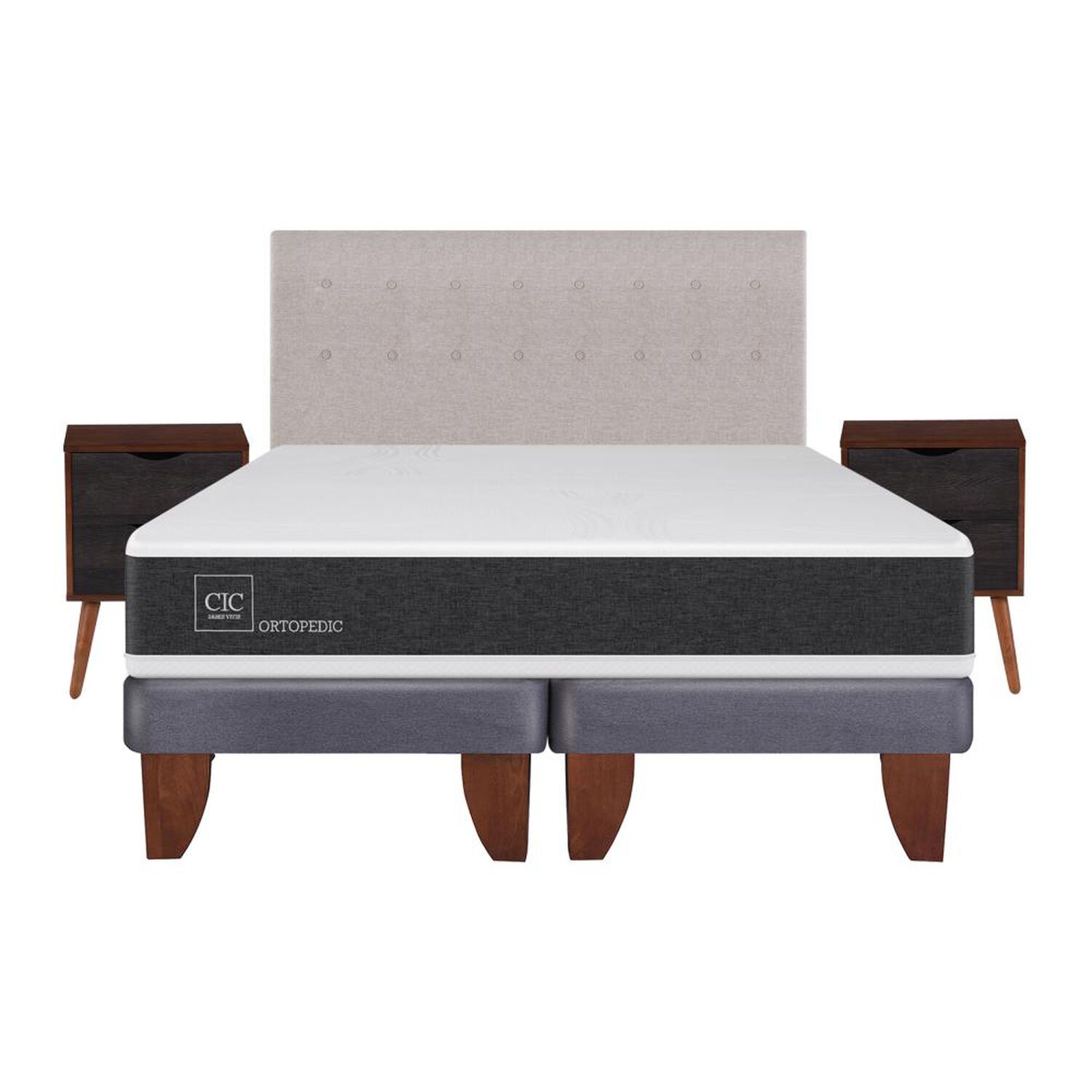 Cama Europea Cic Ortopedic / King / Base Dividida  + Set De Maderas image number 0.0
