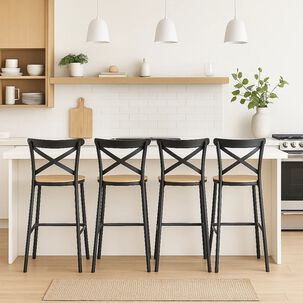 Pack De 4 Taburetes Crossback Danubio - Negros Pack De 4 Taburetes Crossback Danubio - Negros