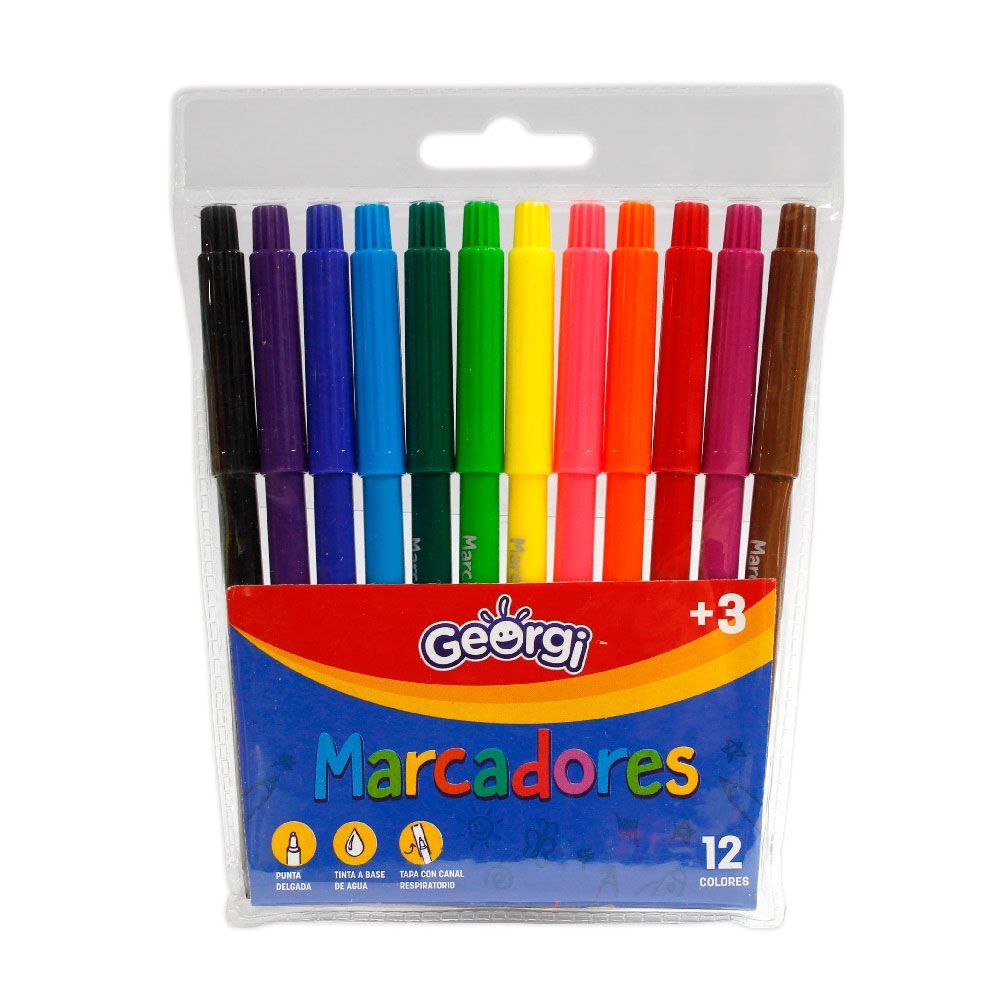 Marcadores Punta Delgada 12 Colores Georgi image number 0.0