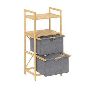 Estante Mueble Bambu Cajones Baño Organizador Gris