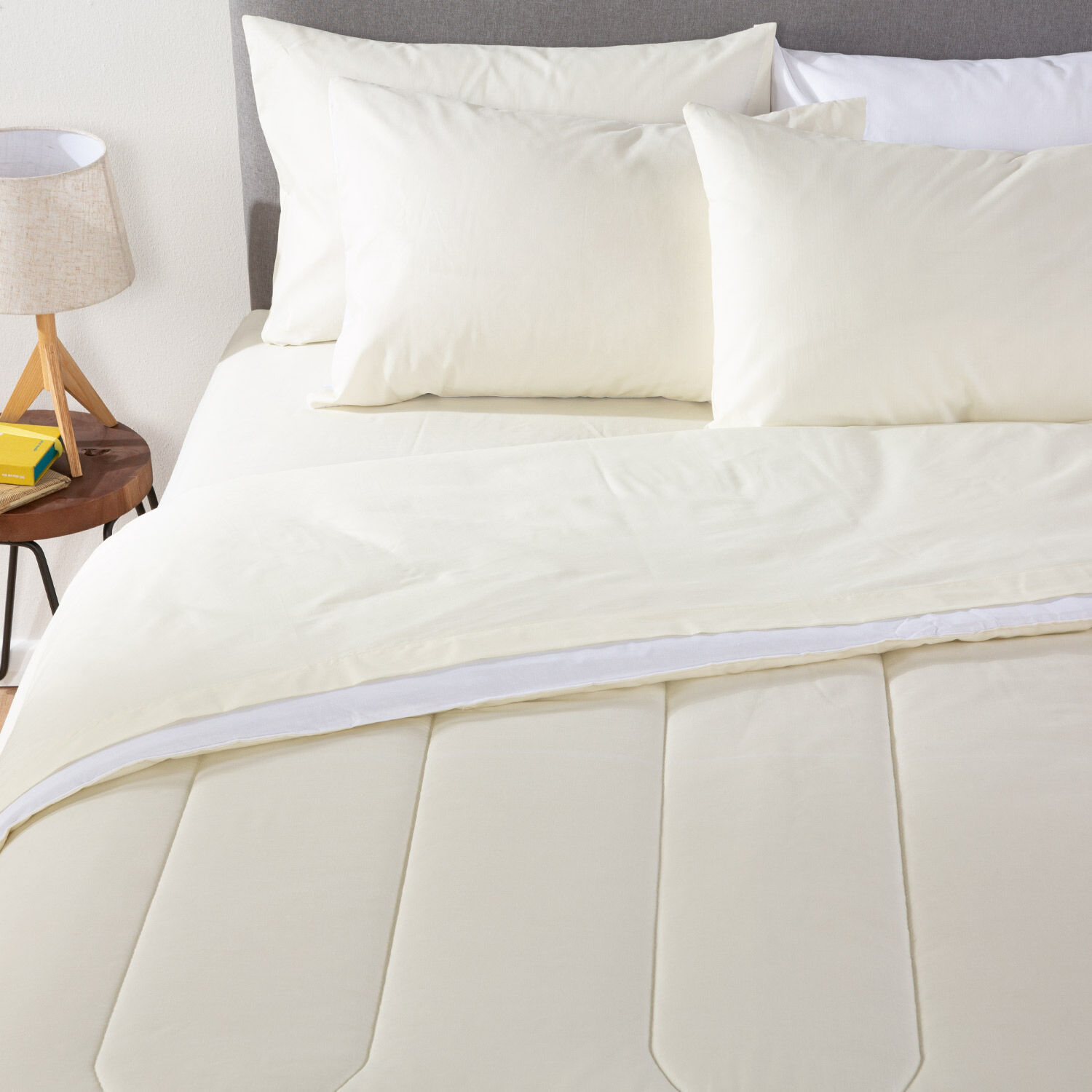 Plumon Bicolor Beige Blanco Arthome 1.5 Plaza image number 1.0