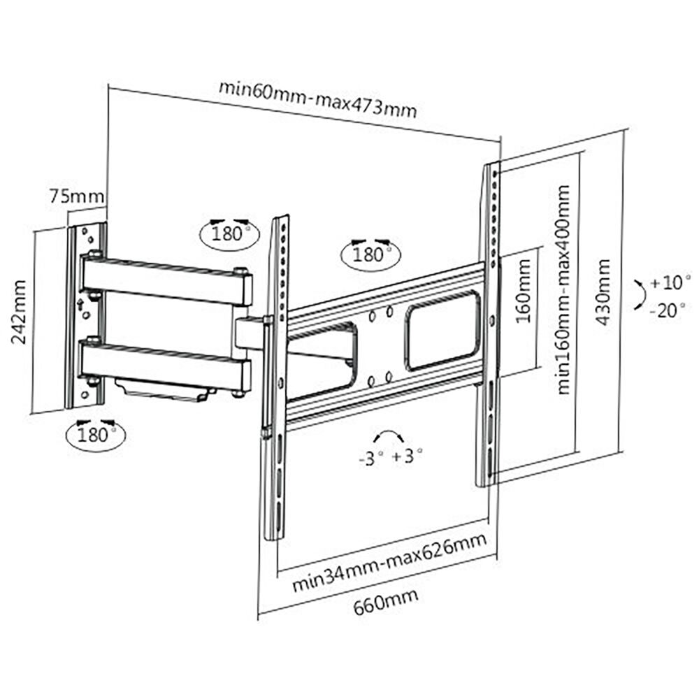 Soporte Tv Universal Brazo Móvil Articulado 37"- 70" Mv463 image number 8.0