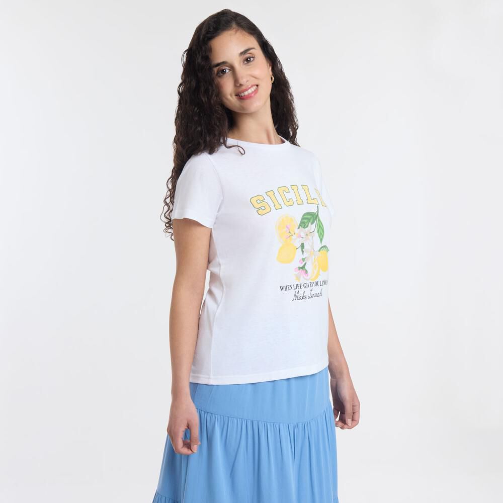Polera Print Frutas Manga Corta Cuello Redondo Mujer Freedom image number 2.0