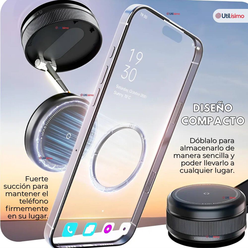 Soporte De Auto Celular Magn&eacute;tico Iphone Android Negro image number 5.0