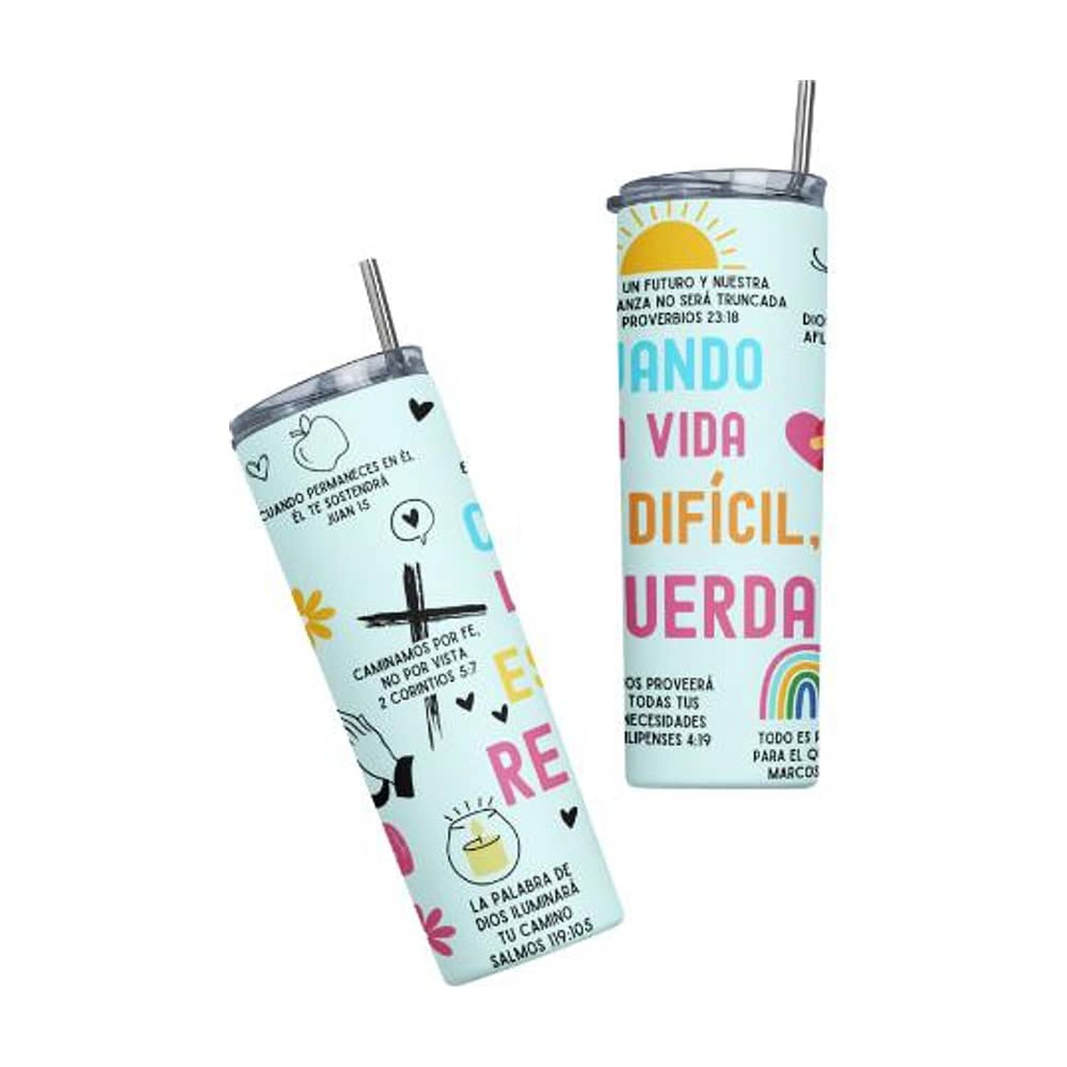 Termo Botella T&eacute;rmica Cristiano Con Vers&iacute;culos B&iacute;blicos Evang&eacute;lico image number 2.0