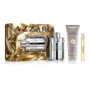Set Azzaro Wanted Eau De Parfum Para Hombre 100 Ml + Pen Spray 10 Ml + Hair & Body Shampoo 75 Ml