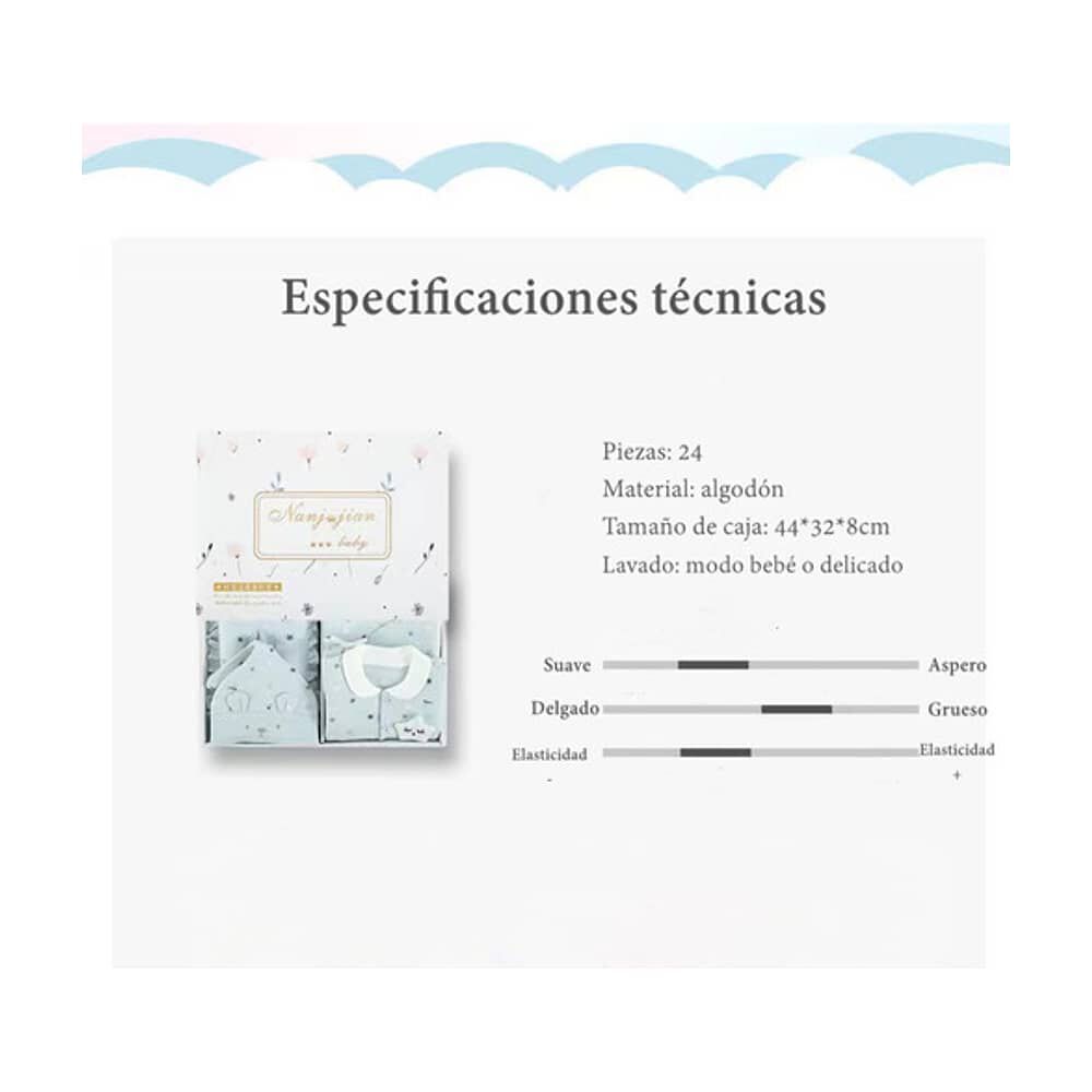 Pack Ajuar Beb&eacute; Ropa Algod&oacute;n 24 Piezas Amarillo Lubabycas image number 7.0