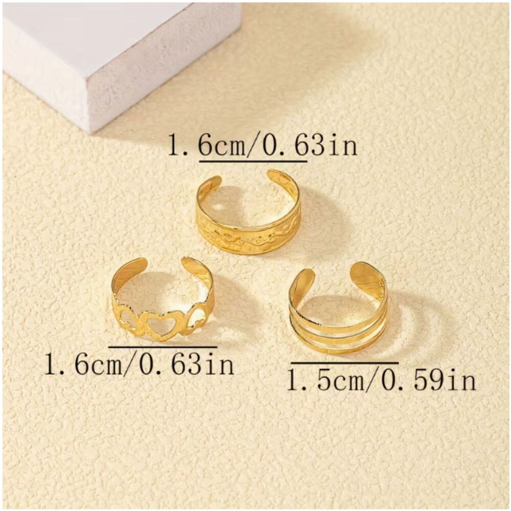 Set 3 Anillos Ajustables De Pies Dedos Dorados image number 6.0