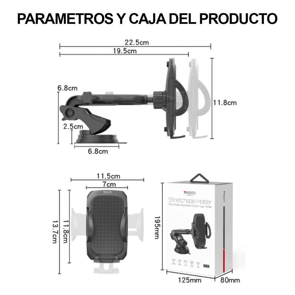 Soporte Holder Para Celular Tablero y Parabrisa Yesido C111 image number 10.0