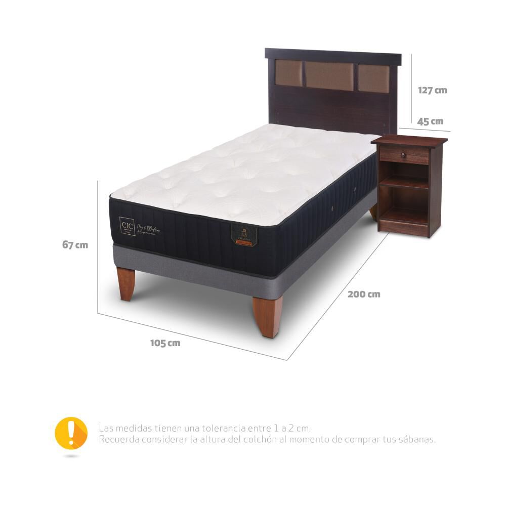 Cama Europea Cic Premium / 1.5 Plazas / Base Normal + Set De Maderas image number 4.0