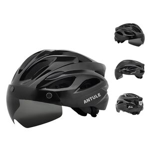 Casco Bicicleta Adulto Con Visera Magn&eacute;tica Negro Rs Antule