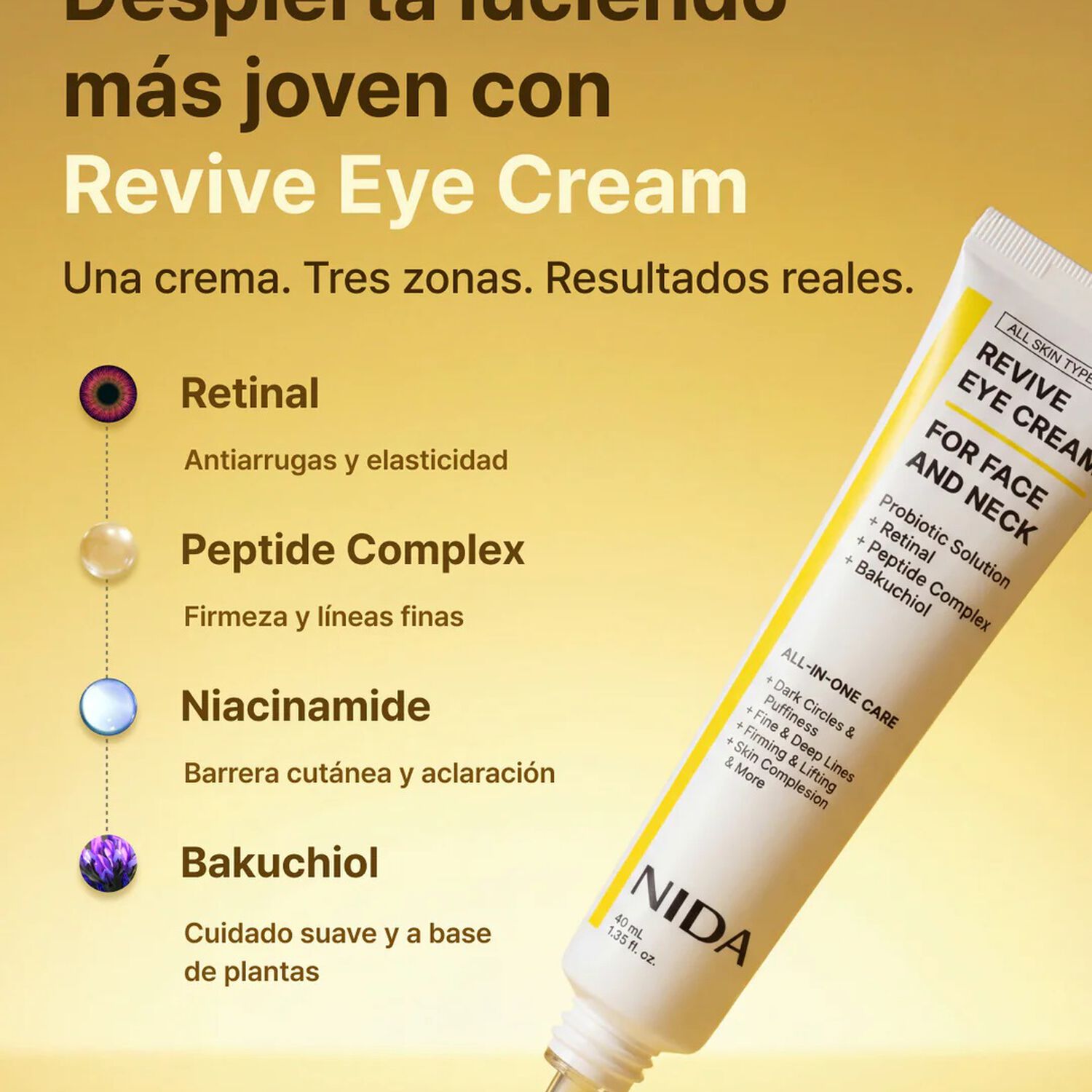 Revive Eye Cream For Face And Neck (nida) -40ml Crema Antiedad Para Contorno De Ojos, Rostro Y Cuello image number 1.0