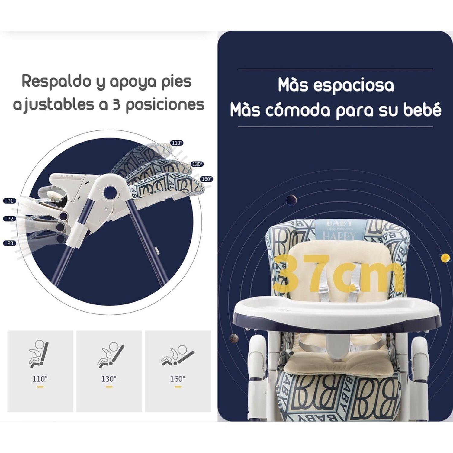 Silla De Comer Multiposiciones Ruedas Ergo Mix Lubabycas image number 2.0