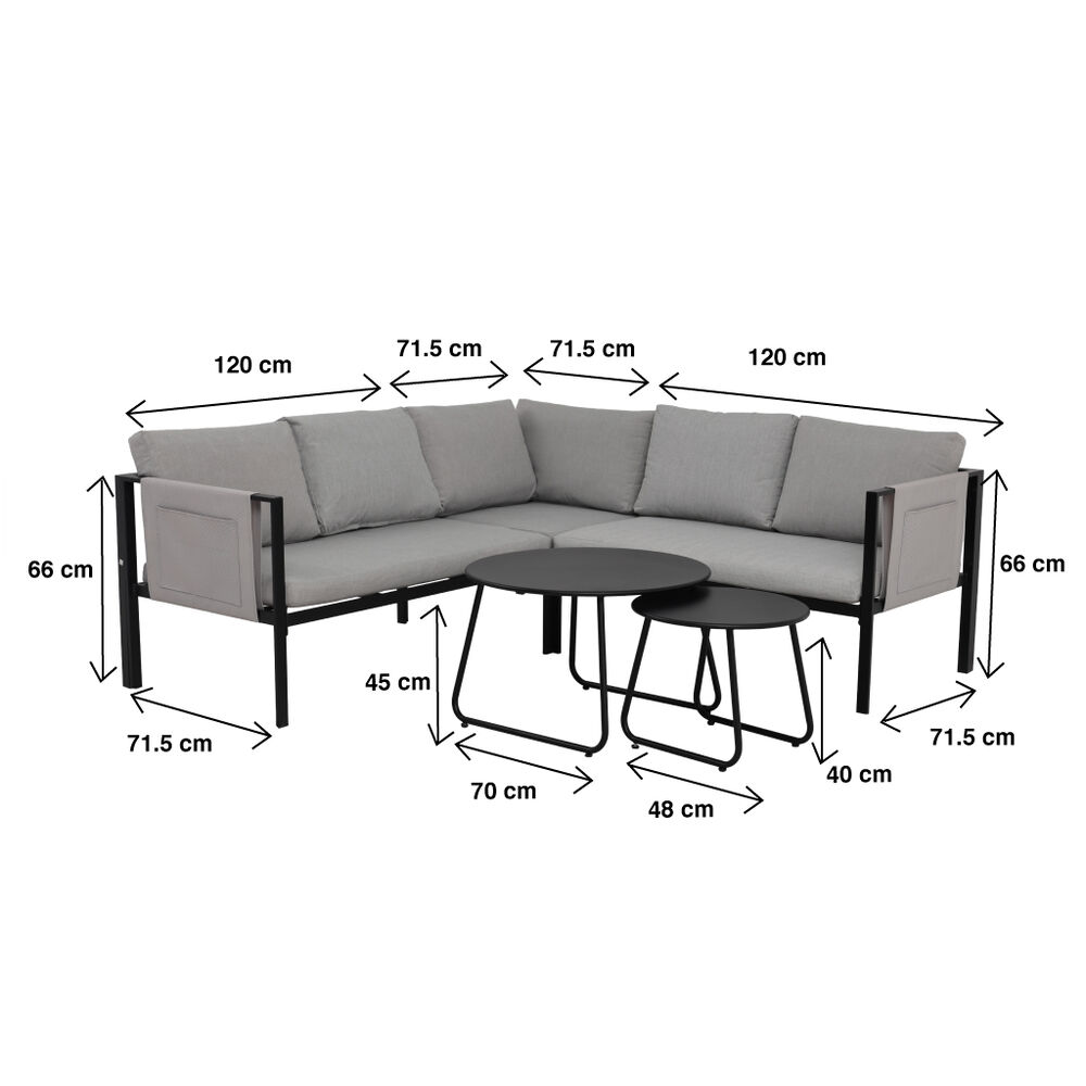 Juego De Terraza Soho 3 Sof&aacute;s Esquineros Grises Y 2 Mesas De Centro image number 3.0
