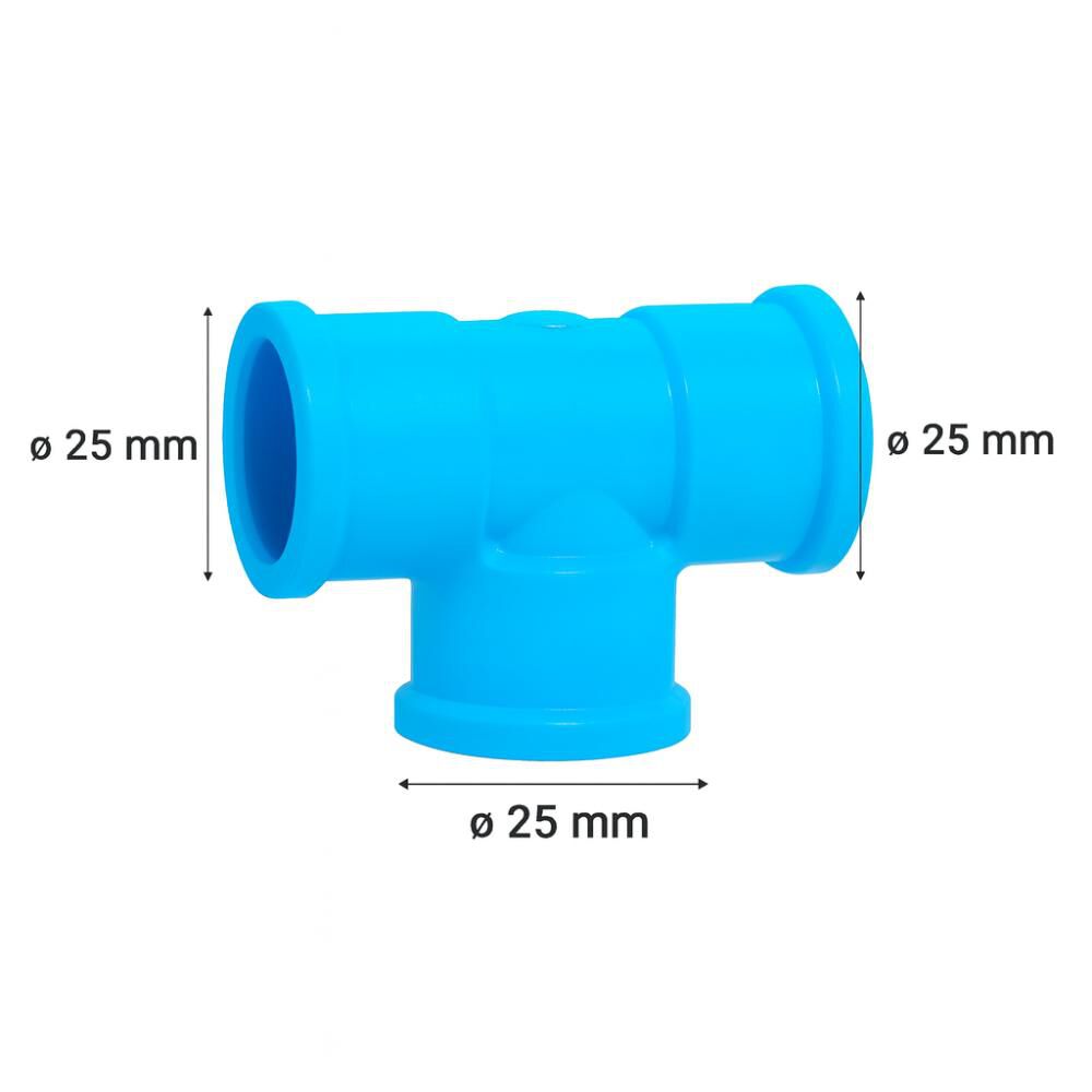 Pack 10 Unidades Tee Pvc-p Cementar 25mm Pn10 image number 4.0