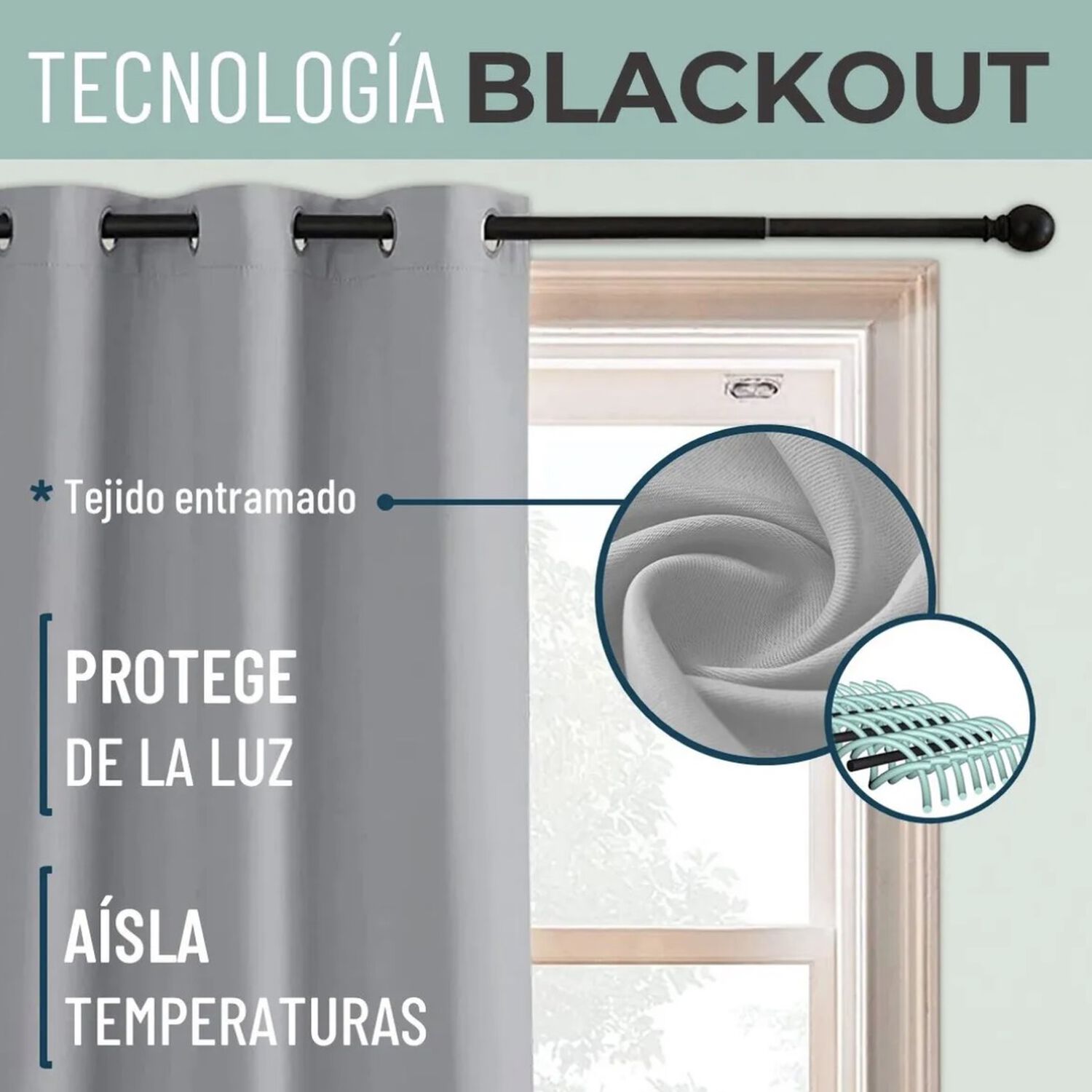 Cortina Semi Blackout Un Pa&ntilde;o 140x220cm Aislante image number 1.0