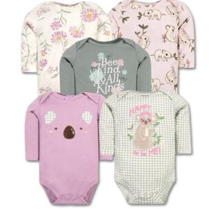 Pack 5 Bodys Ni&ntilde;a Manga Larga Tedmimak 100% Algod&oacute;n Soft Pink Floral